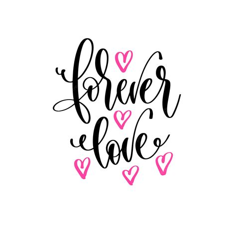 Premium Vector | Forever love hand lettering positive quotes design ...