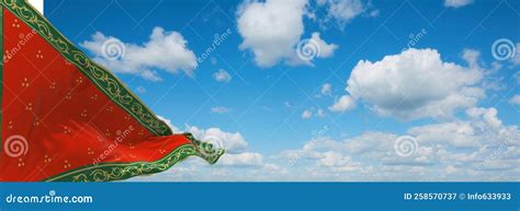 Flag of Sikh Empire, Asia at Cloudy Sky Background, Panoramic View ...