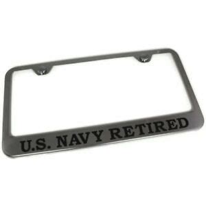 Us Navy Retired Mirrored Chrome Stainless Steel License Plate Frame | eBay