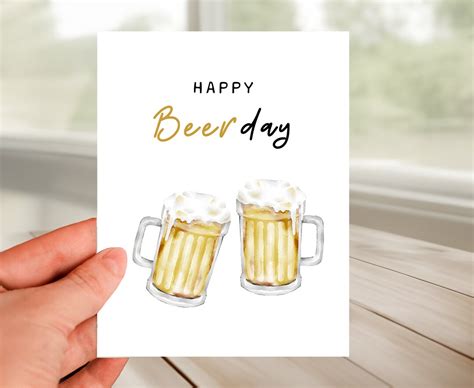 Playful Happy Birthday Greeting Card Happy Beer Day Card Cute Birthday