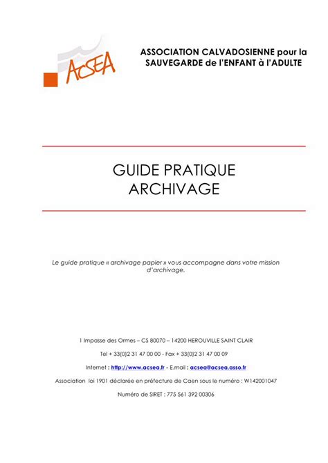 Pdf Guide Archivage Papier Acsea Association Ce Guide