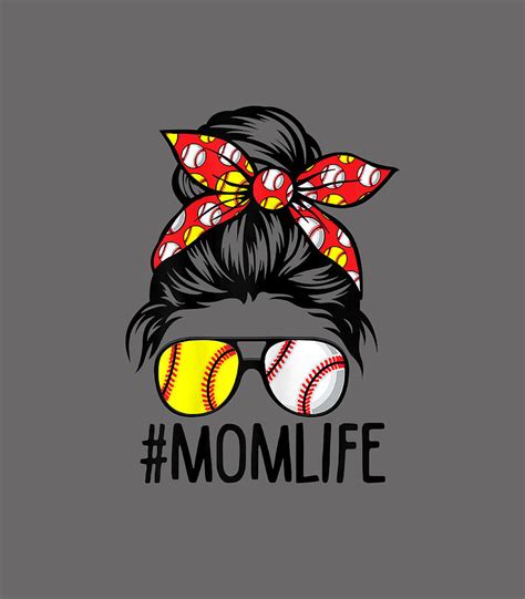 Womens Dy Mom Lifeoftball Baseball Mothers Day Messy Bun Digital Art By