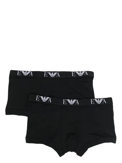 Emporio Armani Logo Waistband Boxers Black Farfetch Uk