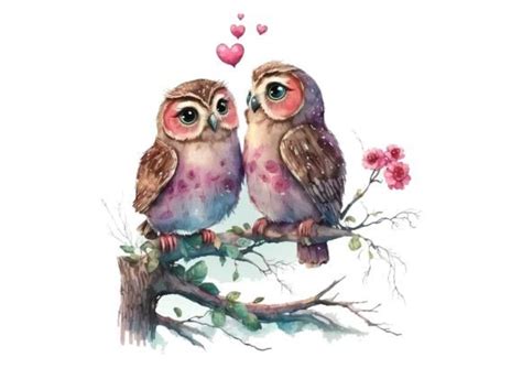 Valentines Owl Couple Cute Owls In Love Graphic By Gornidesign