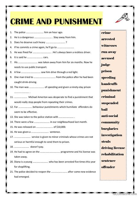 Crime And Punishment Vocabulary English ESL Worksheets Pdf Doc