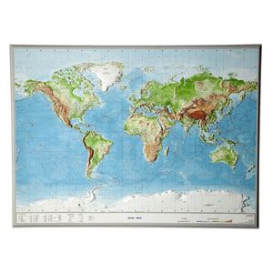 Georelief Weltkarte Welt groß 3D Reliefkarte ENGLISCH