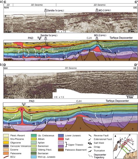 Uninterpreted And Interpreted Dip Oriented Seismic Transects Vertical