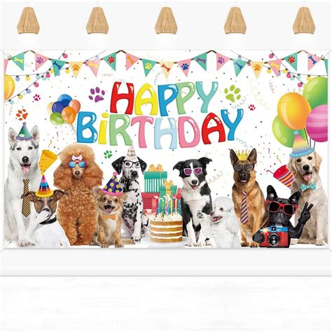 Happy Birthday Backdrop Banner 71x43 Inch For Dogs Puppy