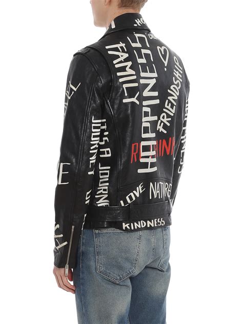 Golden Goose Graffiti Print Leather Jacket Leather Jacket