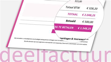 Deelfactuur Voorbeeld Factuur Tips