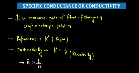 Electrochemistry Conductance Molar Conductance Specific Conductance