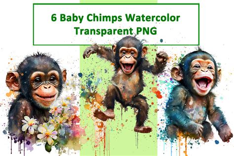 Baby Chimp Watercolor Happy Smiling PNG Graphic by nikola · Creative Fabrica