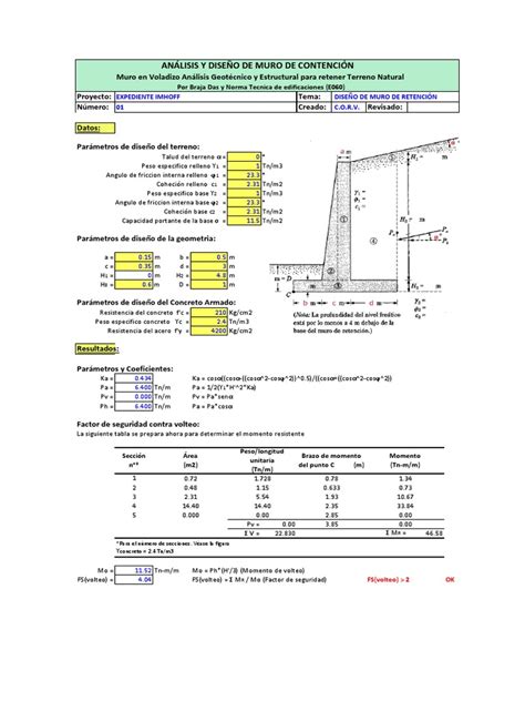 Memoria De Calculo Muro En Voladizo Pdf Pdf Ingeniero Civil Sectores Economicos