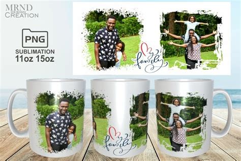 2 Photo My Family Mug Sublimation Template PNG