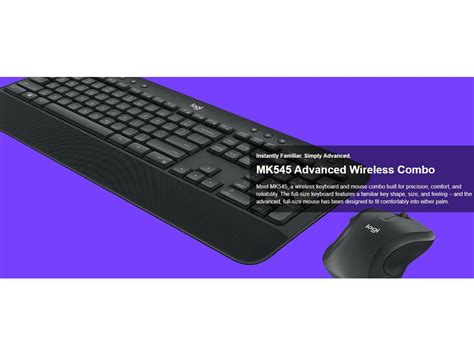 logitech mk advanced wireless keyboard  mouse combo black