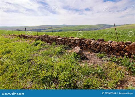 A Beautiful Landscape Showing Grassland And A Stone Wall Near Caledon