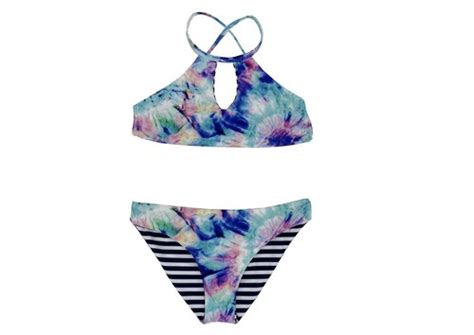 Splendid Girls Brighter Tie Dye Hi Neck Bikini Two Piece Swim Set Swimwear 14 EBay