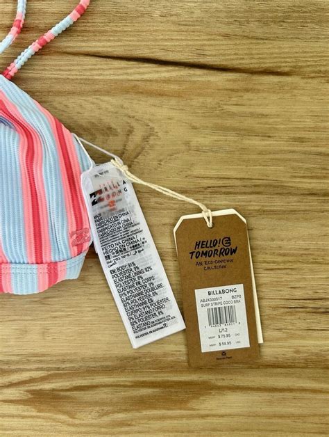 Nwt Billabong Women S Surf Stripe Coco Bralette Bikini Top Size Large