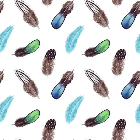 Premium Vector Watercolor Feathers Seamless Pattern