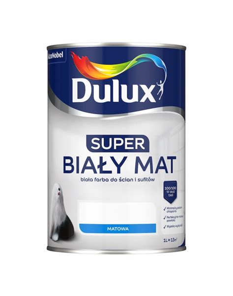 Farba akrylowa Super biały mat 1 L DULUX AKZO NOBEL Farby białe