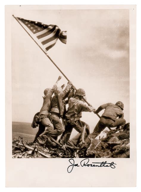 Iwo Jima Joe Rosenthal 2 Signed Items Flag Raising Photograph And