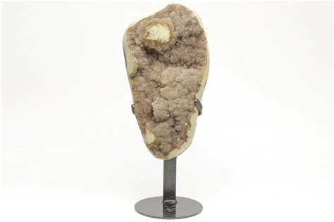 Sparkling Druzy Quartz Geode With Metal Stand For Sale