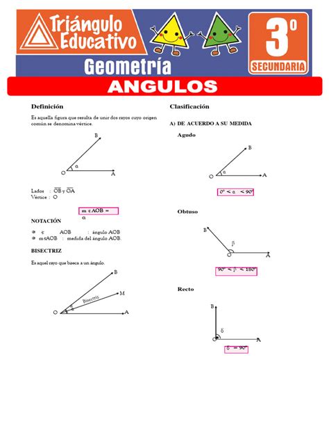 Ejercicios De Angulos Para Tercer Grado De Secundaria Pdf Ángulo Matemática Elemental