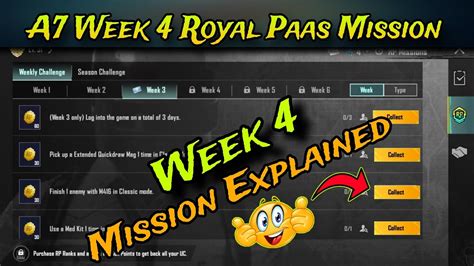 BGMI A7 WEEK 4 ROYAL PASS MISSION EXPlAINED Bgmi Royal Pass Mission