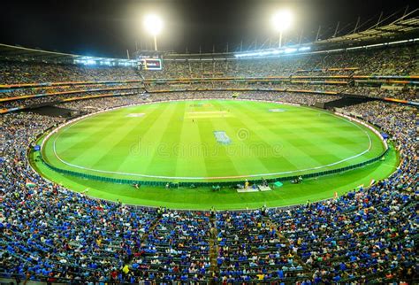 Melbourne Cricket Ground Mcg View From Stand Under Floodlights