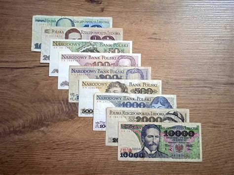 Banknoty PRL zestaw 9 szt od 10 zł do 10 000 zł X2 Częstochowa Błeszno