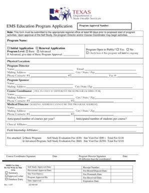 Fillable Online Dshs State Tx Ems Education Program Application Dshs