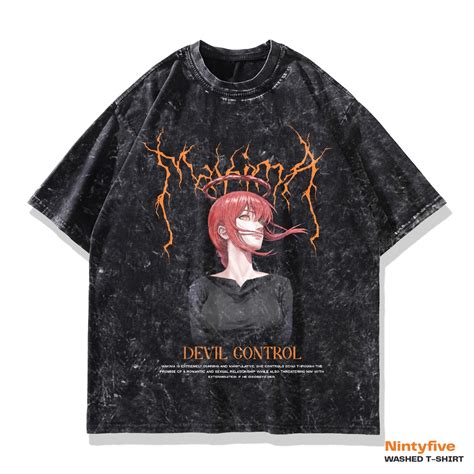 Jual Shirt Chainsaw Man Makima Devil Control Washed Oversize Kaos