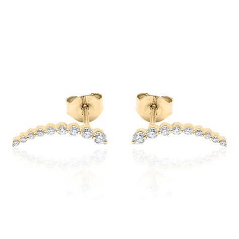 Diamond Ear Climber K Curved Climber Diamond Earrings Diamond