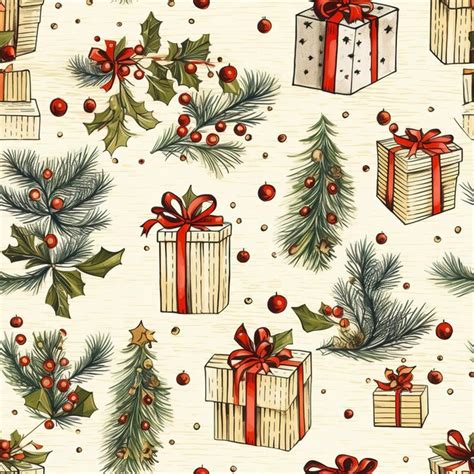 Premium Ai Image Vintage Christmas Pattern