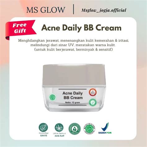 Jual Acne Daily BB Cream Ms Glow Krim Pagi Wajah Berjerawat Cica MsGlow