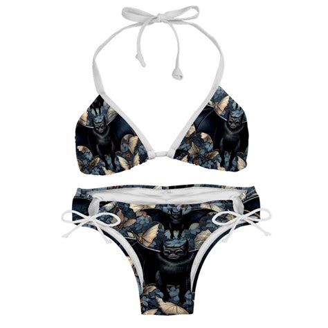 Bats Detachable Sponge Adjustable Strap Bikini Set Swimsuit Two Pack