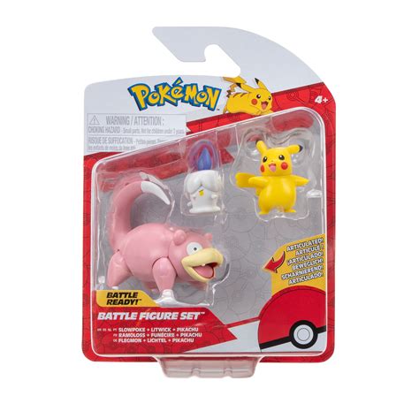 POKEMON Battle Figure Set 3PK Pikachu Female Litwick Slowpoke