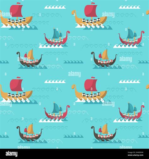 Vector seamless pattern with viking age longships Stock Vector Image & Art - Alamy