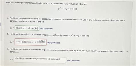 Solved Solve The Following Differential Equation By