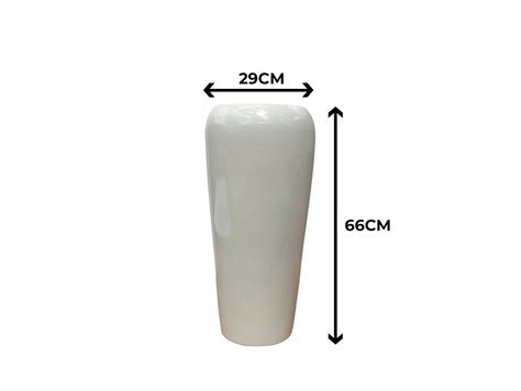 Vaso Vitrificado Estilo Vietnamita Fibra De Vidro 66x29cm Off White