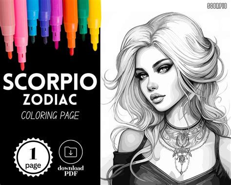 Scorpio Zodiac Coloring Page Astrology Horoscope Coloring For Adults