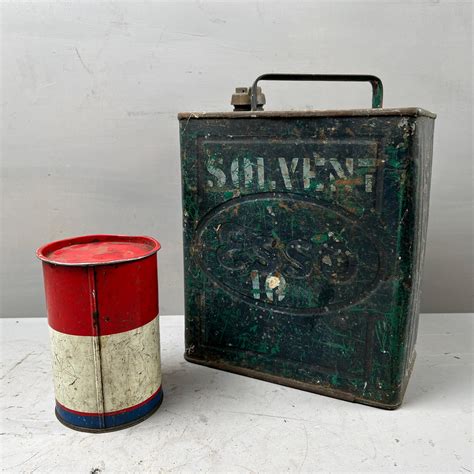 ESSO 2 st Solvent samt Firmax 2 plåtburk dunk 1900 tal Fordon