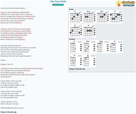 Chord: I See Your Smile - tab, song lyric, sheet, guitar, ukulele ...