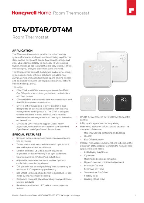 Honeywell Home Dt4dt4r Room Thermostat Resideo