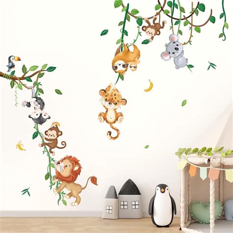 Decalmile Stickers Muraux Animaux Hauteur Croissance De Mesure Tableau