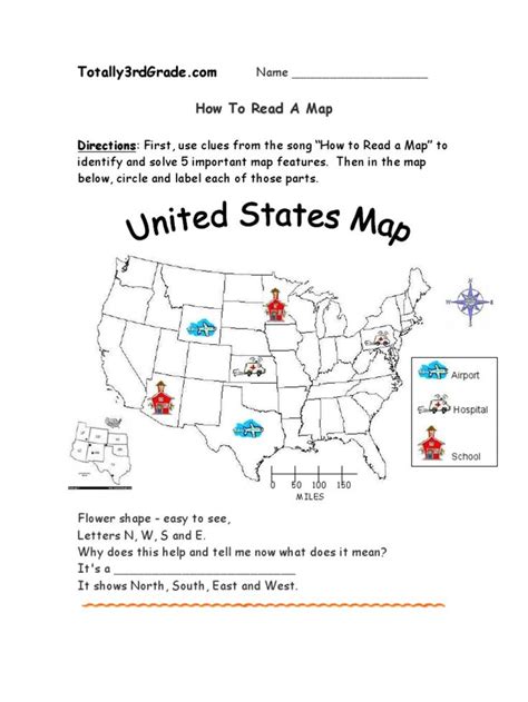 The United States Map Worksheet Is Shown In Red And Blue With Arrows