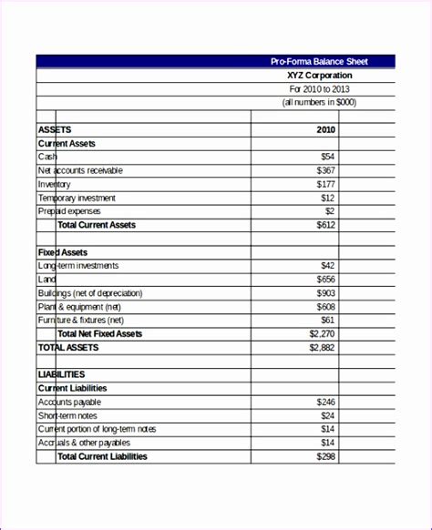 Simple Balance Sheet Excel Excel Templates