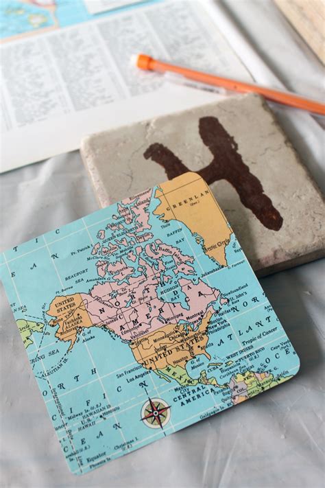 DIY Map Coasters Angie Holden The Country Chic Cottage