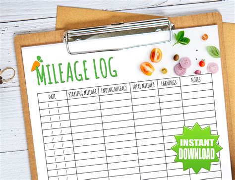 Instacart Themed Mileage Log Gig Worker Mileage Tracker Etsy