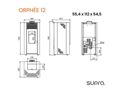 Poêle à granulés de bois 11 9kw blanc supra orphee 12 blanc Conforama